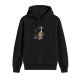 Black hoodie with cartoon dinosaur graphic print