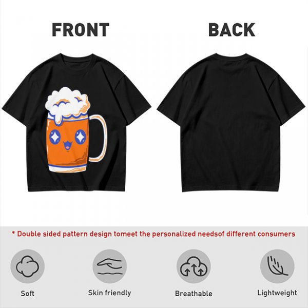 Olive T-Shirt With Cute Kawaii Beer Mug Graphic