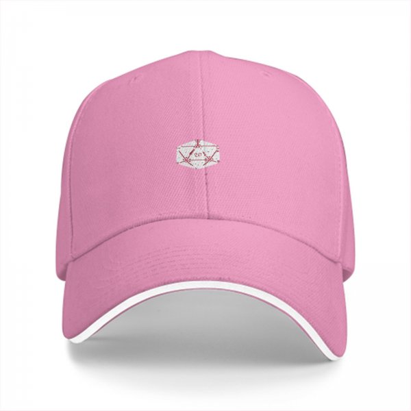 Black Baseball Cap With Small D20 Dice Graphic On Front