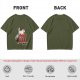 Olive graphic tee with a white cat on a stool and the text I do whatever I want
