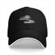 Black baseball cap with raccoon driving car and bad decisions print