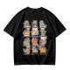 Olive green t-shirt with cute mythical monster cat graphic prints