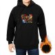 Black hoodie with retro cartoon graphic print