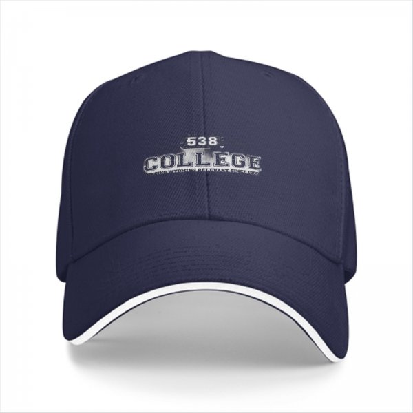 Black baseball cap with 538 COLLEGE embroidered design