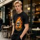 Olive T-Shirt With Roast In Peace Flaming Skull Graphic