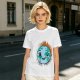 Olive T-shirt with Worn Burning Earth Graphic and 'Fine Thanks' Text