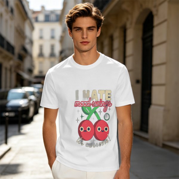Olive Graphic T-Shirt With I HATE mood swings Cherry Print
