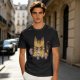Olive T-Shirt With Angry Cat Holding Cupcakes Graphic Print