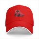 Black Baseball Cap With Playful Black Cat Red Thunder Cat Logo Print