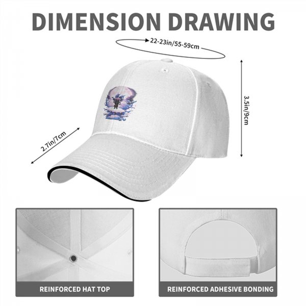 Black Baseball Cap With Fantasy Moonlit Character Art Print