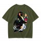 Olive T-Shirt With Cosmic Penguin And Ice Cream Print