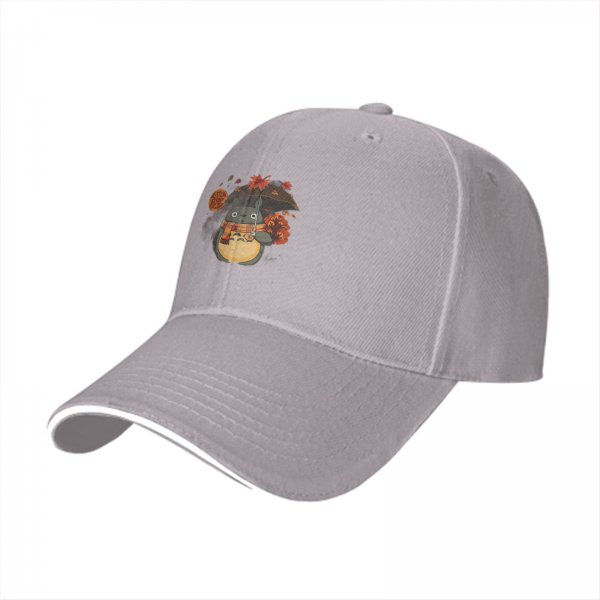Black baseball cap with autumn Totoro graphic design