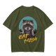 Olive Raccoon Eat Trash Graphic T-Shirt