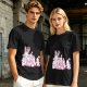 Olive Green T-Shirt With Pink Whimsical Graphic Print