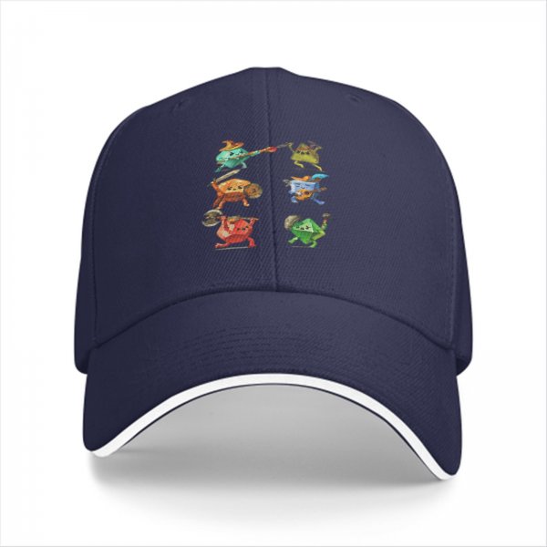 Black baseball cap with fantasy dice warrior characters print