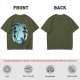 Olive T-Shirt With Silhouetted Forest Scene And Two Figures