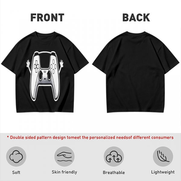 Olive T-Shirt With Cartoon Game Controller Graphic