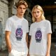 Olive graphic t-shirt with bat cat holding watermelon and 'Bite First Ask Later' text