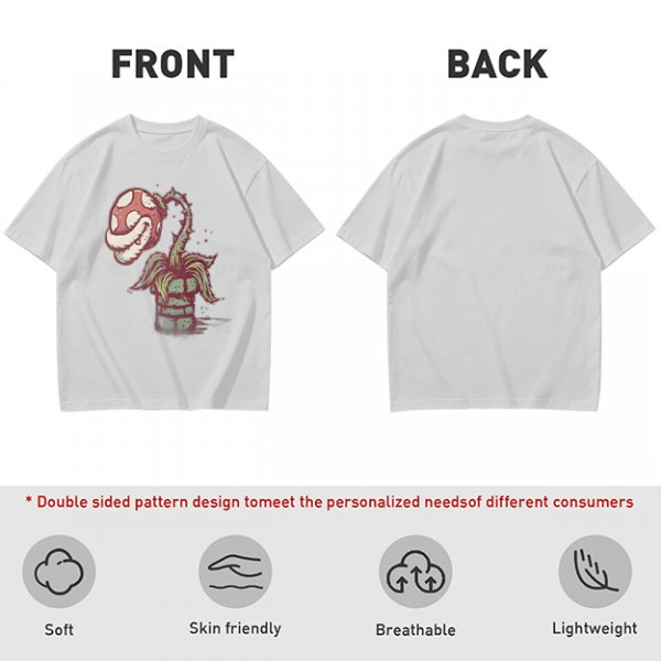 Olive Green T-Shirt With Piranha Plant Graphic Print