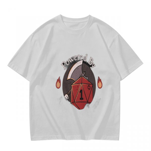 Powered By 1 D20 Dice T-Shirt For Tabletop RPG Fans