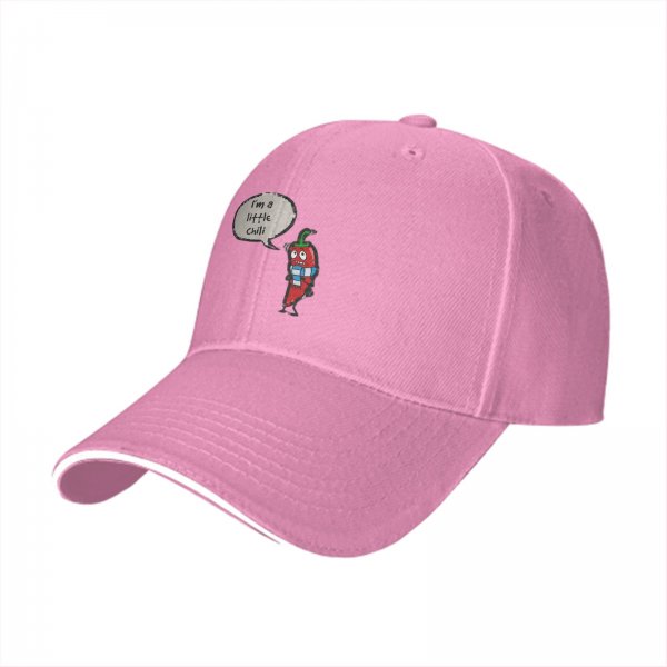 Black Baseball Cap With I'm A Little Chili Cartoon Pepper Design