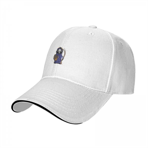 Black Baseball Cap With Cute Grim Reaper Graphic