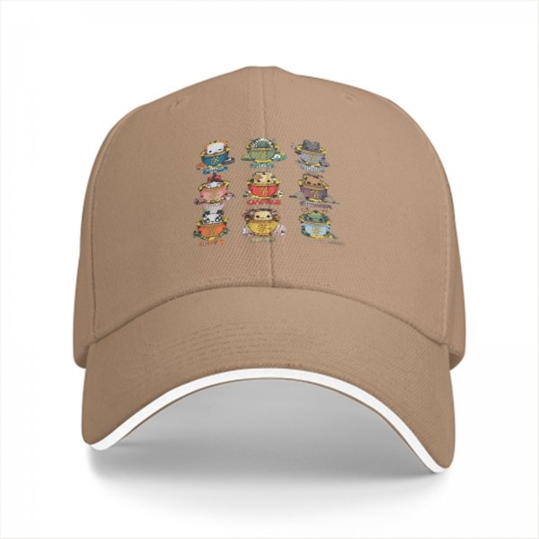 Black Baseball Cap With Cute Animal Teacup Character Print