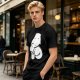 Olive Green T-Shirt With Cartoon Dog Holding Hot Drink Graphic