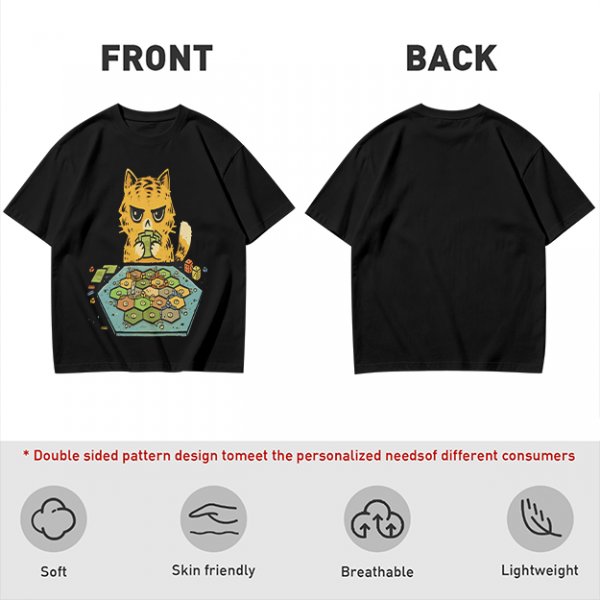Grumpy Orange Cat Playing Settlers of Catan Board Game T-Shirt