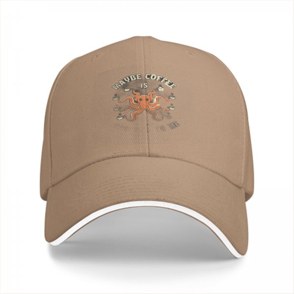 Maybe Coffee Is For Me Octopus Graphic Black Baseball Cap