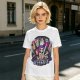Olive Graphic Tee with Anime Character Group Print