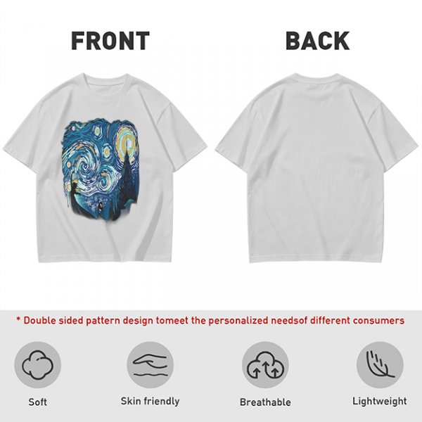 Olive T-Shirt with Starry Night Art Print