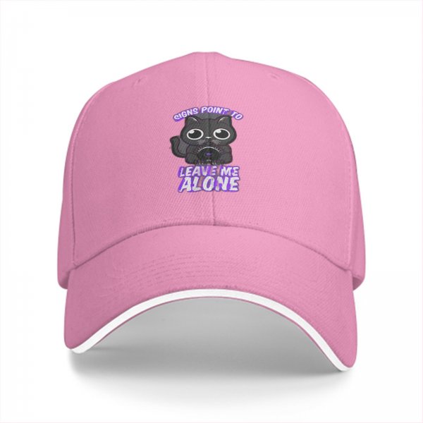 Black Baseball Cap With 'Signs Point To Leave Me Alone' Cat Graphic