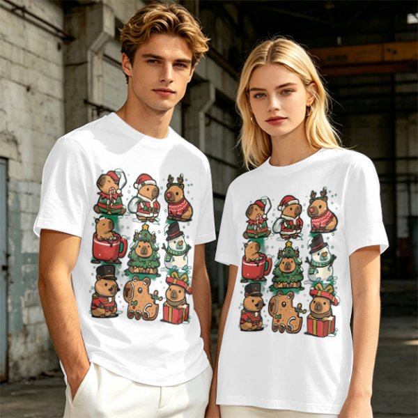 Christmas Capybara Characters Graphic T-Shirt