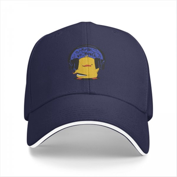 Black Baseball Cap With Cute Yellow Duck Wearing Headphones Graphic
