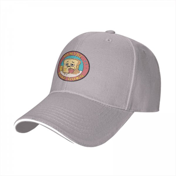 Black Baseball Cap With Sad Toast 'Mental Bake Down' Graphic