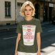 Olive T-shirt with Cat Noodles Cup Print