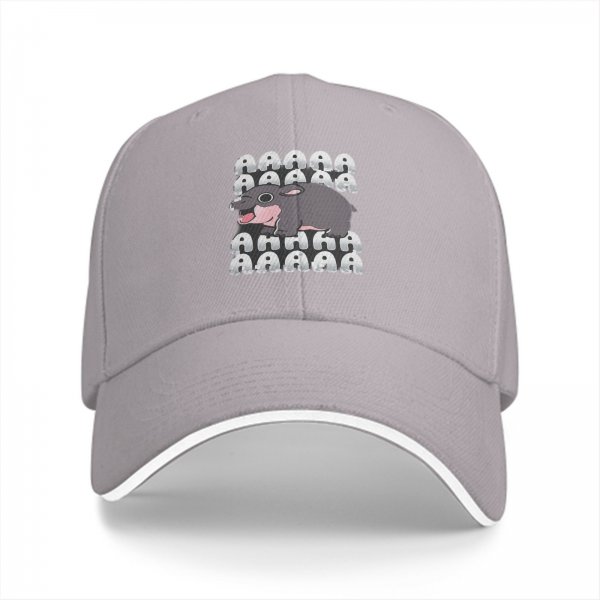 Black baseball cap with cute hippo screaming AHHH graphic