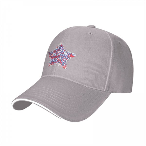 Black Baseball Cap With Patriotic Star Freedom Bravery Print