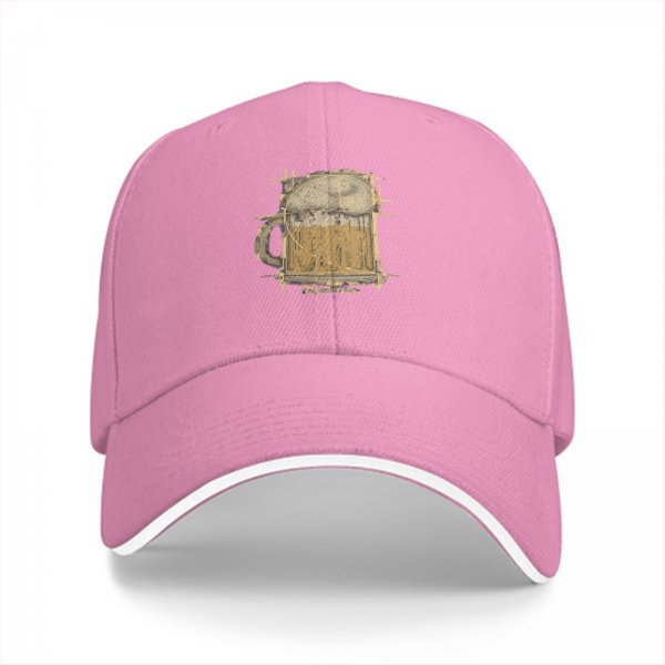 Black Baseball Cap with Beer Mug Sketch Graphic