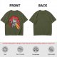 Olive T-Shirt With Laser Beam Shooting Cat Graphic