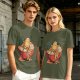 Olive T-Shirt With Cute Ramen Bowl Graphic Print