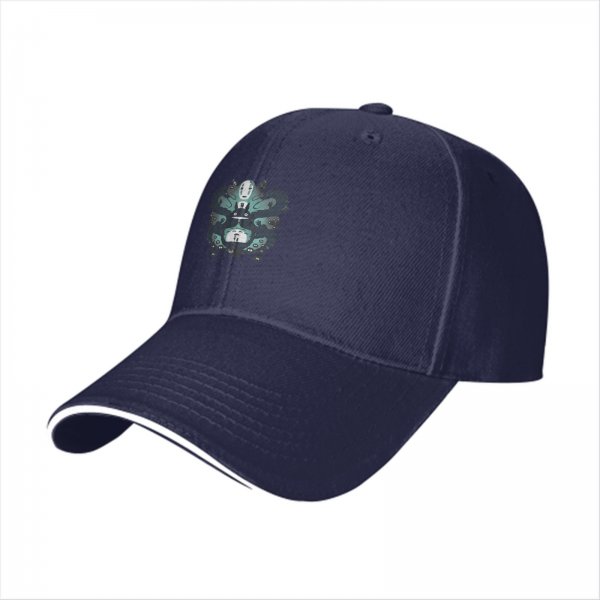 Black baseball cap with Spirited Away anime character print
