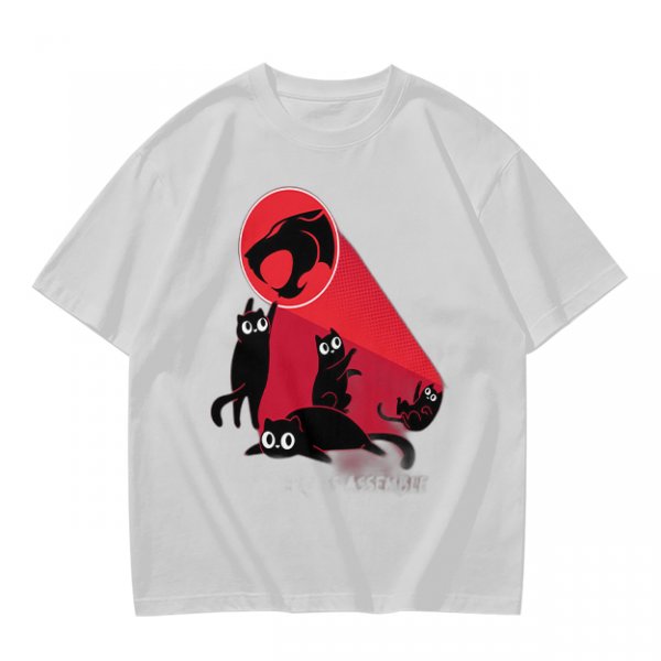 Olive T-Shirt With Black Cats And Red Panther Signal Graphic