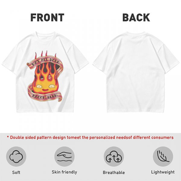 Olive T-Shirt With Calcifire Bacon Fire Graphic Print