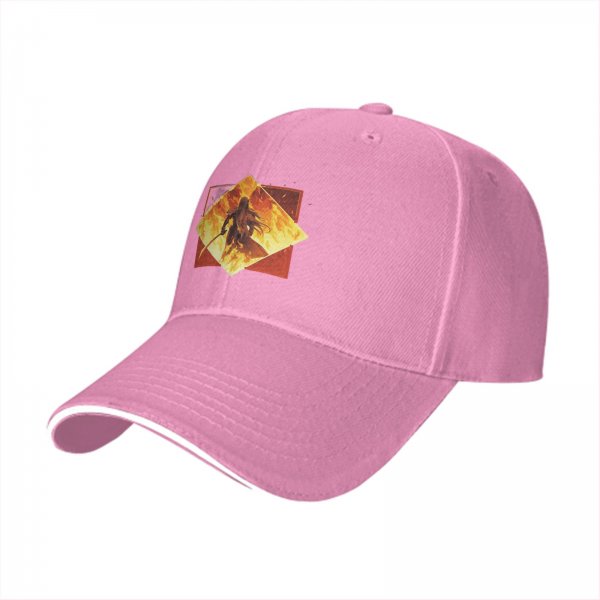 Black Baseball Cap With Fiery Warrior Silhouette Graphic