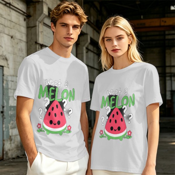 Olive T-Shirt With Cute Watermelon 'What A Melon' Graphic Design