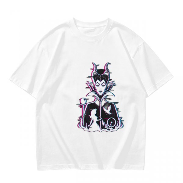Olive T-shirt with Maleficent Glitch Art Print