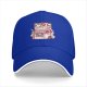 Black baseball cap with cute strawberry milk carton cat graphic