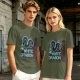 Olive T-Shirt With Neon White Dragon Graphic Print